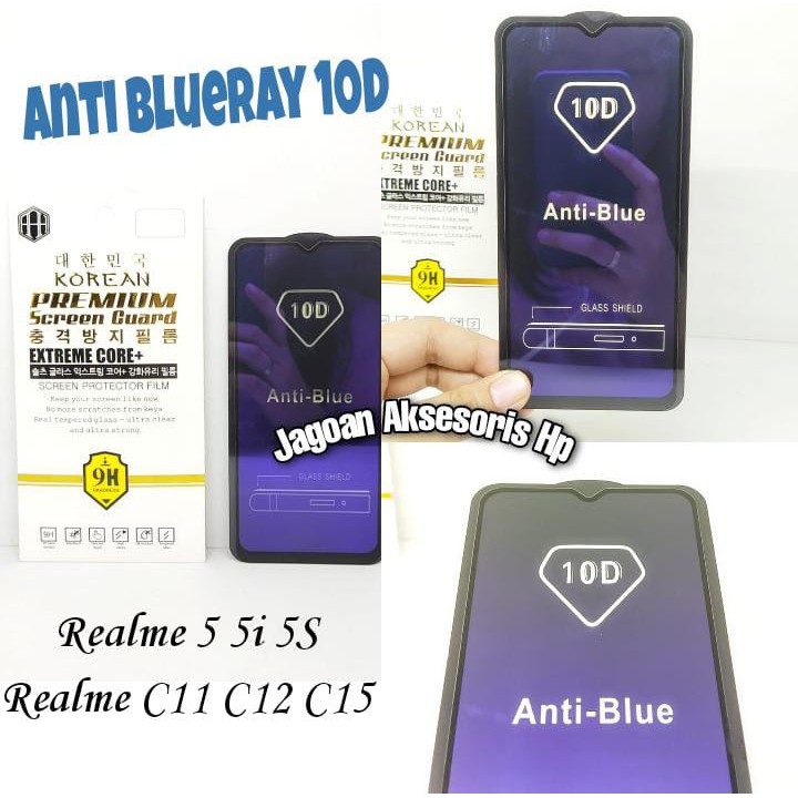 KOREAN Blue Ray 10D Realme 5 5i 5s 6.52 inchi Tempered Glass FULL GLUE ANTI RADIASI