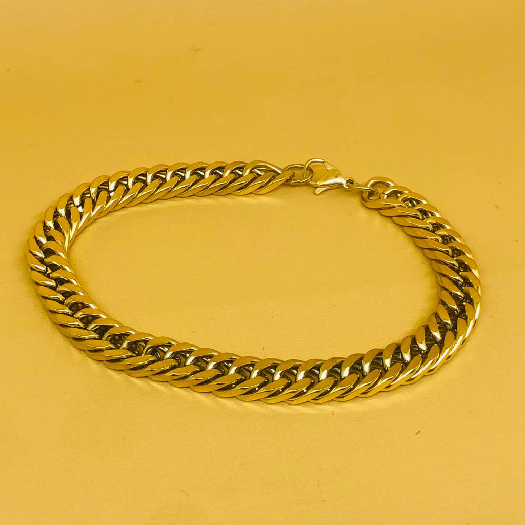 Gelang Titanium Pria Wanita Warna Gold Hitam Silver Anti Krat