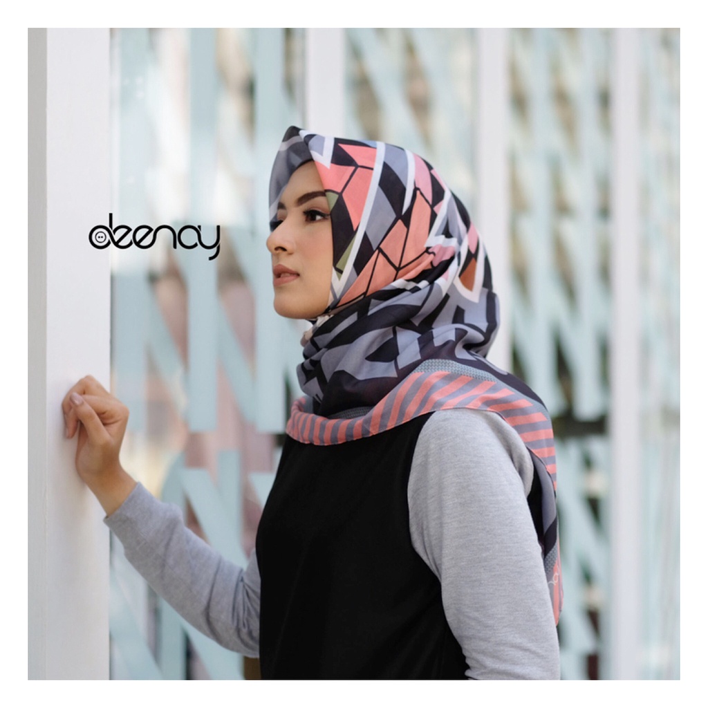 Kerudung Deenay Diola Ori / Jilbab Segi Empat Voal Motif Hijab Printing Ultrafine