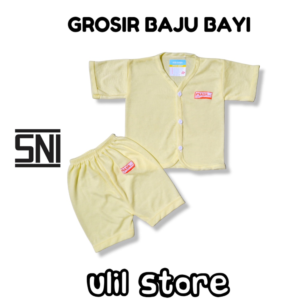 Setelan Baju Bayi Pendek Newborn ASR Baby SNI Polos Usia 0-4 Bulan