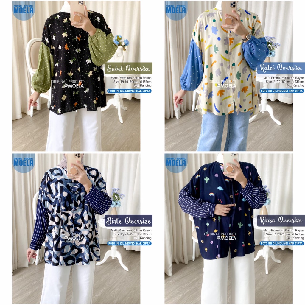 Blouse oversize kombinasi rayon jumbo Original MOELA