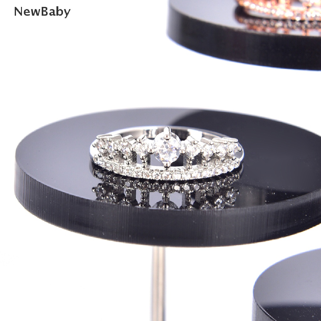 NewBaby 3 Layers Round Acrylic Jewelry Display Stand Necklace Earring Ring Show Rack ID