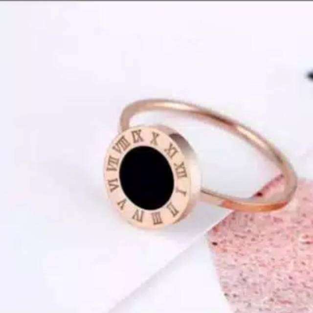 Cincin titanium asli anti karat rose gold