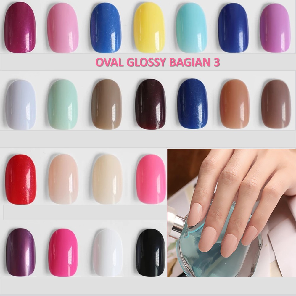 KUKU PALSU FAKE NAILS OVAL GLOSSY STYLE 24PCS BAG 3