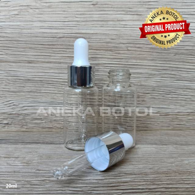 BOTOL PIPET KACA 20 ML BENING RING SILVER / BOTOL AMBER / BOTOL SERUM