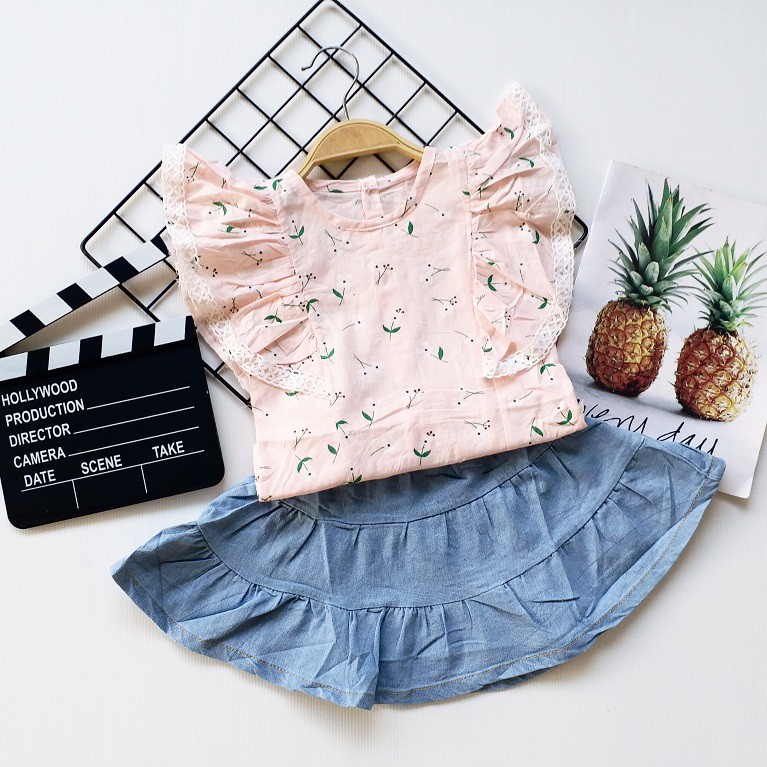 LittleAaron SET SHINES FLOWER 4466 EBV Bayi Baju setelan Anak Perempuan Import lucu Berkualitas