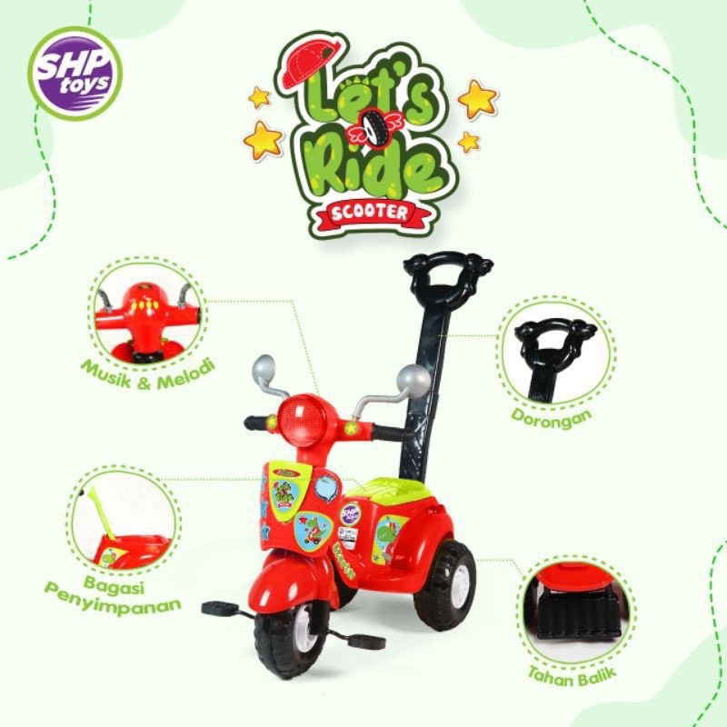 Mainan Anak Motor Veespa Tunggang Dorong KEREN - SHP TOYS - SCOOTER 609