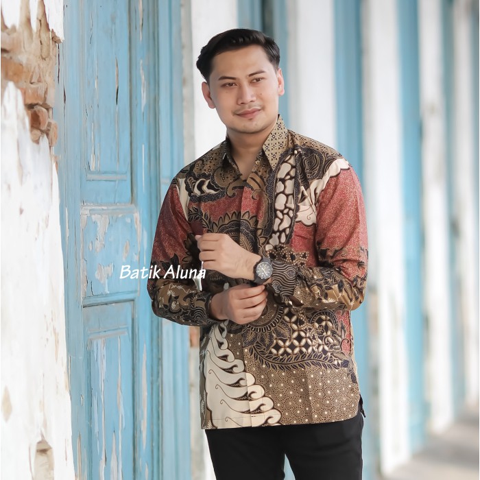 Batik pria lengan panjang Kemeja Atasan Baju batik pria laki laki lengan panjang premium cowok solo