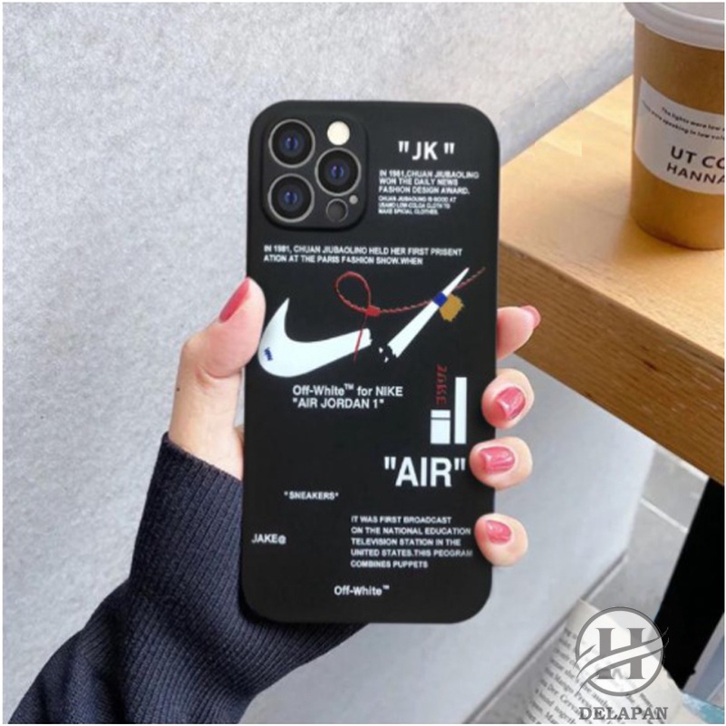 Case Liquid Oppo A5s A5 2020 A7 A9 2020 A11K A12 A15 A15S Reno 5 4G Reno 5 5G Casing White OFF X Nike Hybrid Dove With pelindung kamera