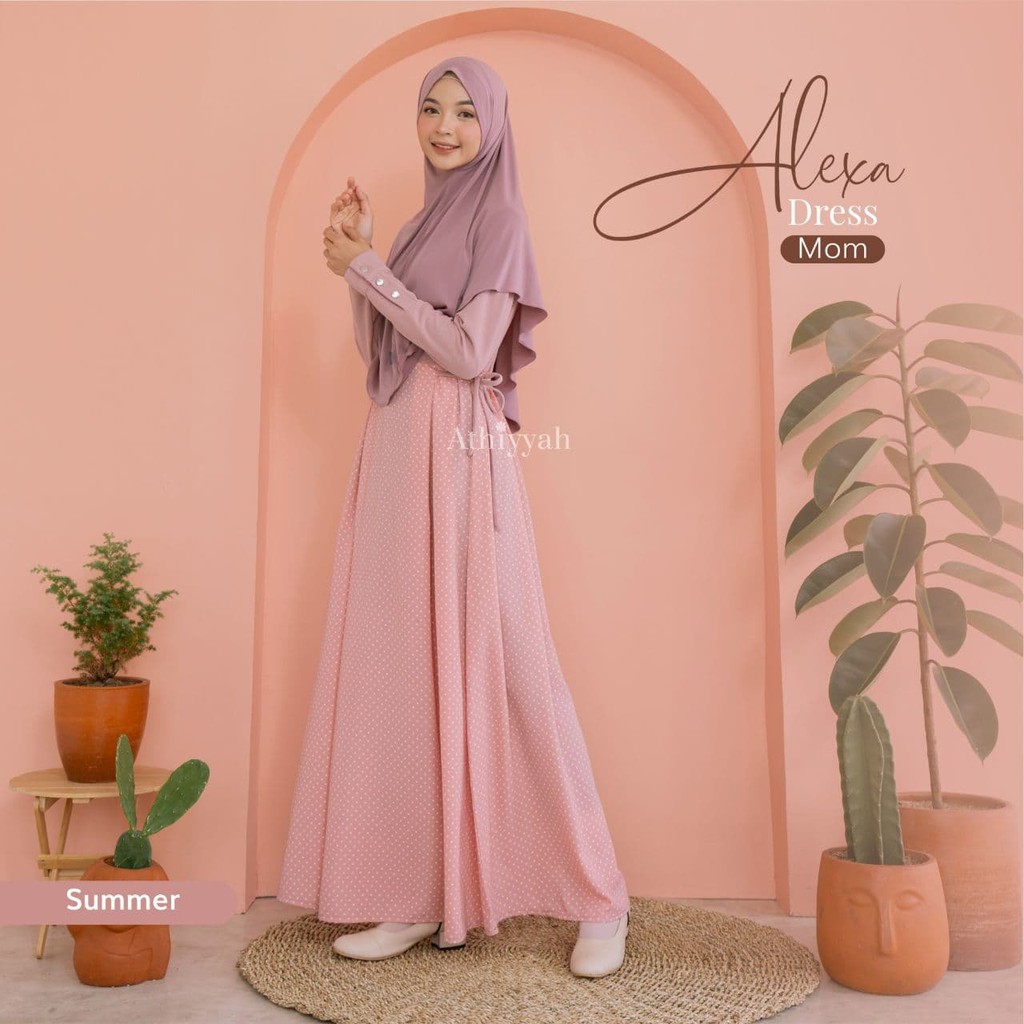 Gamis Knit Unql Polkadot Casual Alexa Dress Ori by Athiyyah Hijab