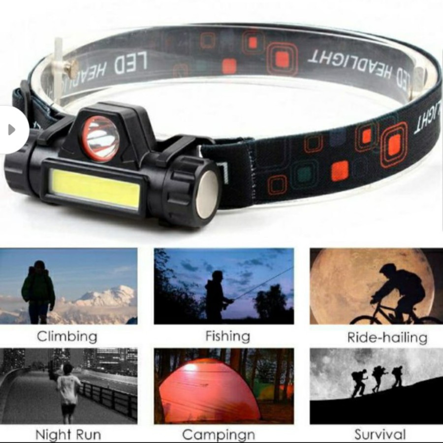 Senter Kepala Mini Head lamp Led COB Rechargeable Plus Magnet MS-1922