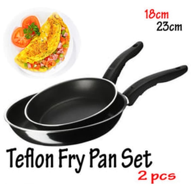 Teflon Frypan Set 2in1 18cm dan 23cm / Fry Pan Wajan Murah