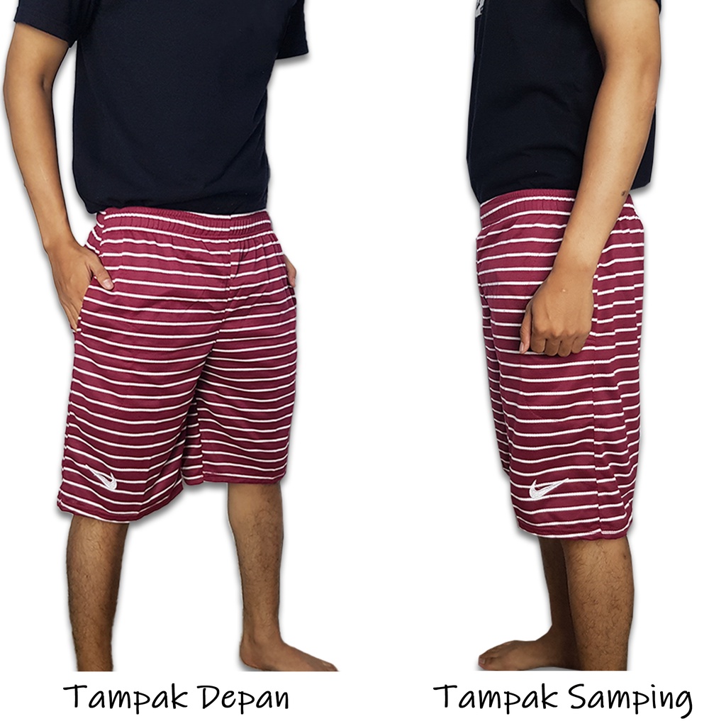 Celana Pendek Kolor Pria Boxer Santai Motif  Salur Bahan Baby Terry Ukuran All Size Dewasa  -62-NK.LDI