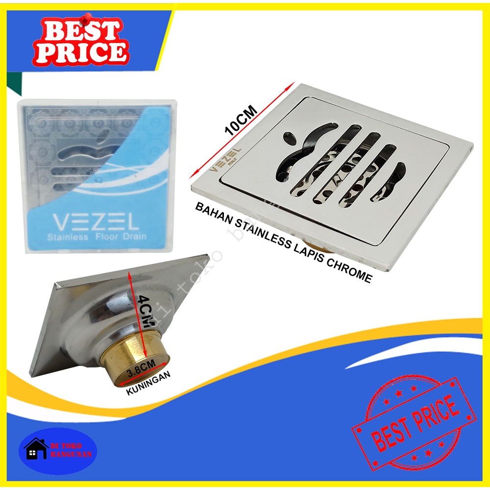 Saringan Got Kamar Mandi Stainless Steel Vezel Floor Drain 4 Inch