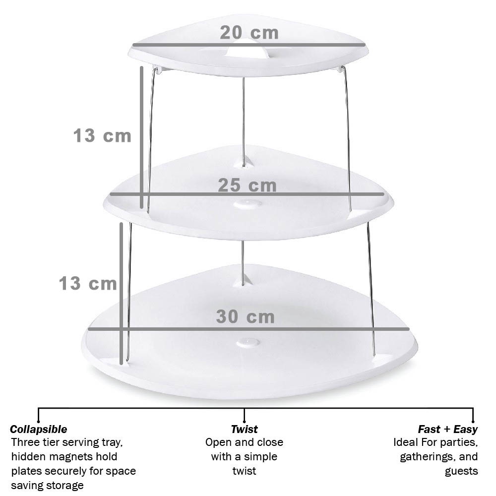 Twist Fold Party Plates Piring Kue 3 Susun / Tempat Kue, Buah Dan Permen rak serbaguna RANDOM