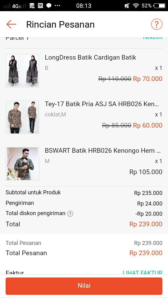 Bswart Batik Hrb026 Kenongo Hem Pendek Padi Pekalongan M L Xl Batik Pria Murah Modern Grosir