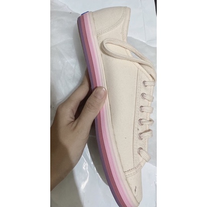 sepatu keds kickstart rainbow foxing pink