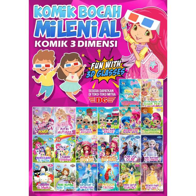 Komik 3D Princess dapat 5buku / Buku Cerita Anak Cewe 3dimensi campur Judul + kacamata 3dimensi Murah Keren