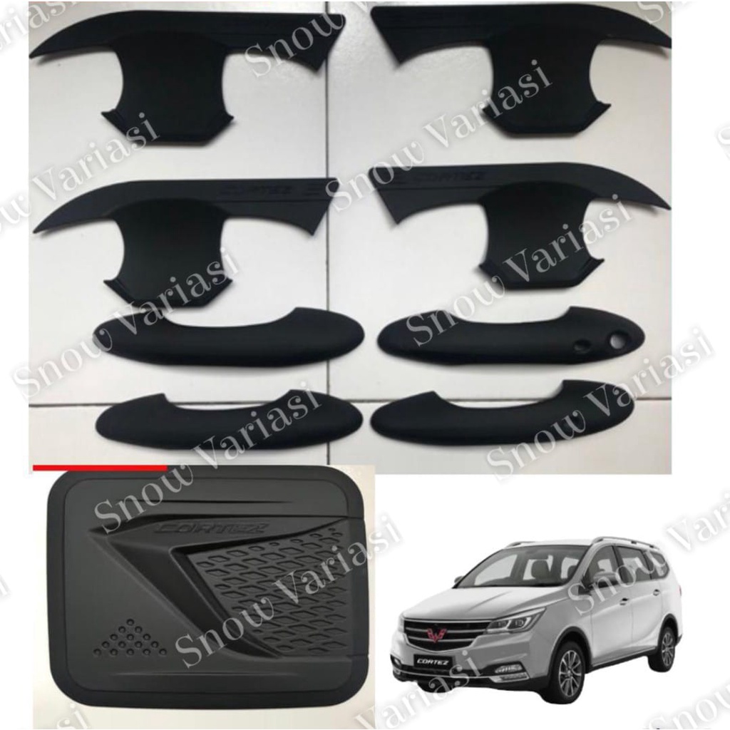 Paket Outer Handle Tank Cover Wuling Cortez Hitam Chrome