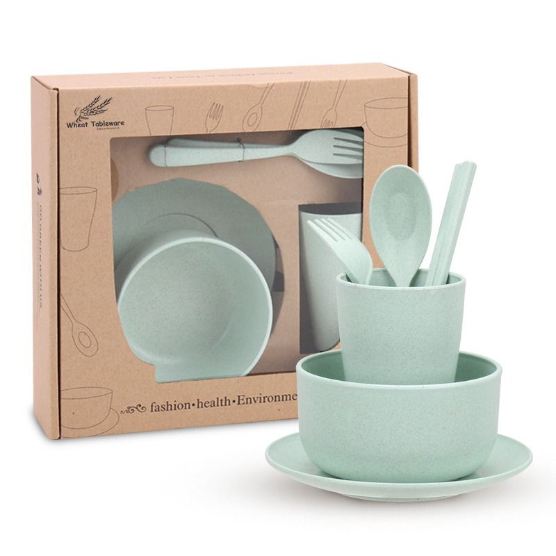 MARKASSHOP66--TERBARU TABLEWARE SET ALAT MAKAN SET JERAMI MANGKOK GELAS SENDOK GARPU