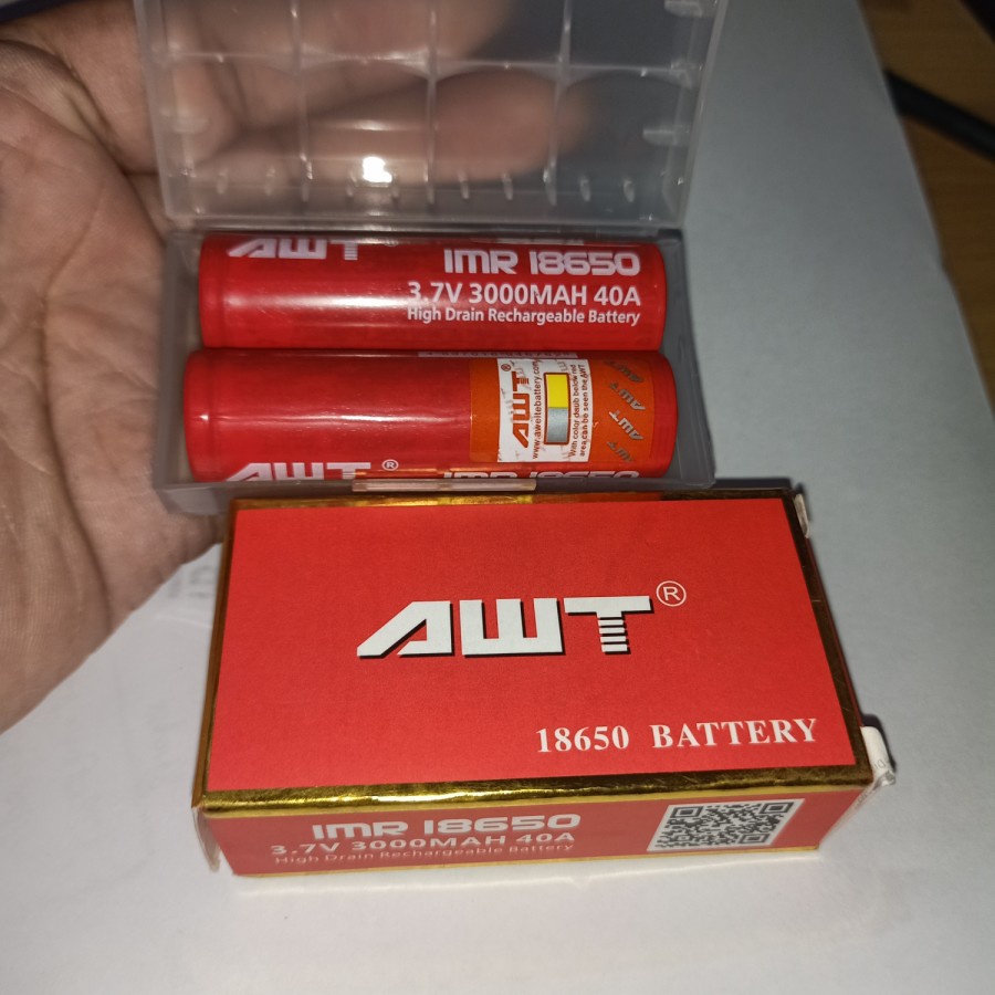 Baterai AWT 3400mAh Merah 18650 Batre Battery 3400 mAh (1 Baterai)