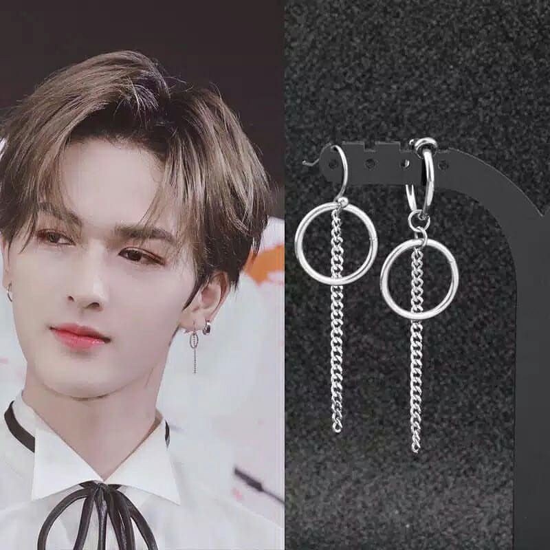 [COD] 1PCS Anting Jepit dan tindik BTS Pria Korea fashion Anting Korea