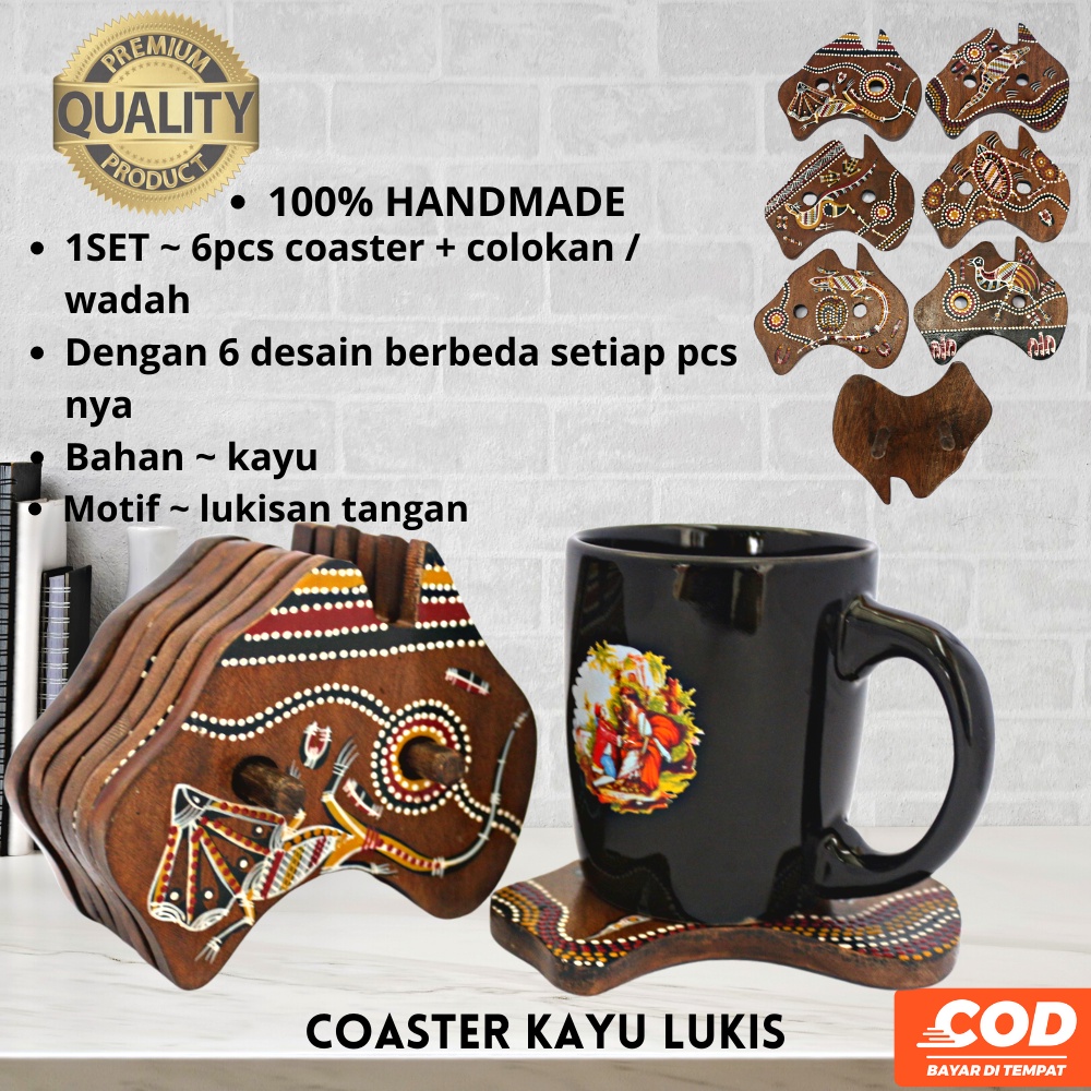 coaster /coaster kayu / tatakan gelas / tatakan gelas kayu / tatakan kayu / tatakan lukis handmade k