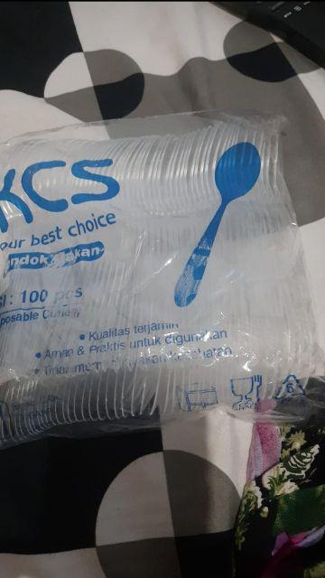 100pcs Sendok Makan Panjang (peralatan Makan Plastik Perlengkapan Catering Dapur Plastic Spoon)