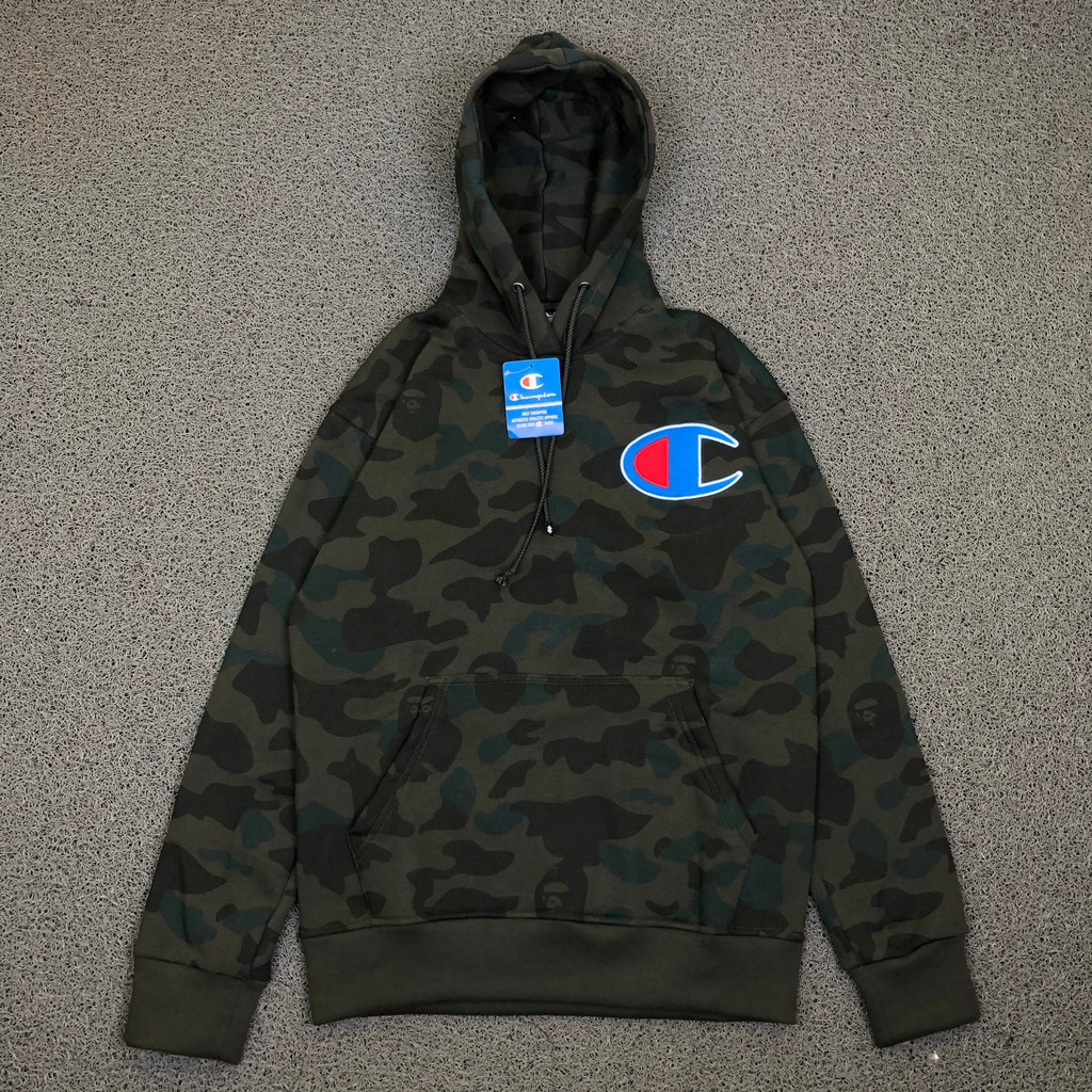JAKET HOODIE CHAMPION BASIC GREEN CAMO HIGH PREMIUM FULL TAG TERLARIS