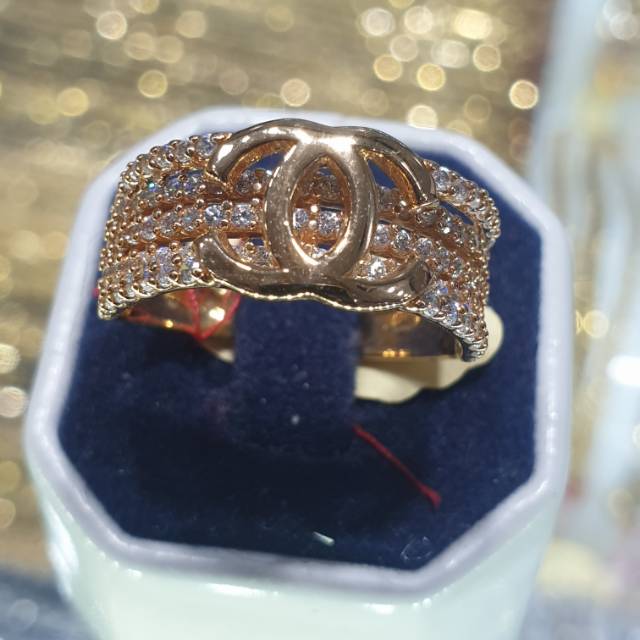 Cincin emas asli kadar 700(22k)model chann*l matamata