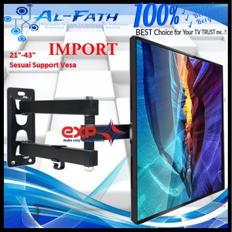 Bracket TV SHARP 14 s/d 43 inch 6 ARAH FULL BESI SUPER KOKOH GARANSI 100% ORI