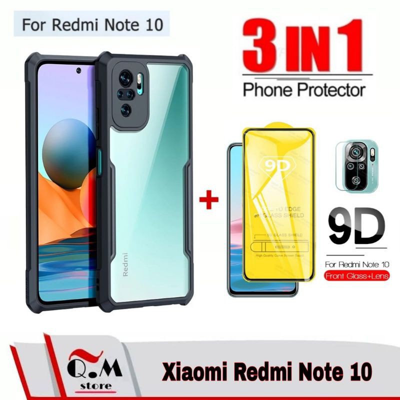 PROMO 3-IN-1 Case XIAOMI REDMI NOTE 10S /Note 10/Note 10 5G /NOTE 10 PRO TRANSPARAN Softcase Premium