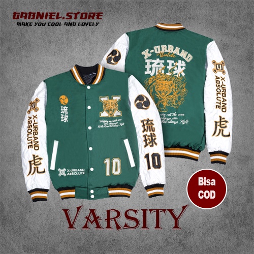 Jaket Baseball Varsity Jacket Vintage American Pria dan Wanita Original Motif Ryukyu X Bordir | Atas