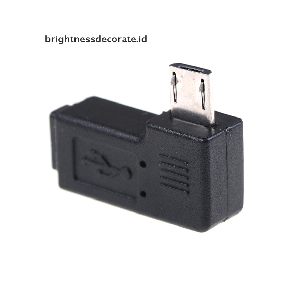 2pcs Adapter Charger Micro Usb Male Ke Female Sudut Kiri Dan Kanan 90
