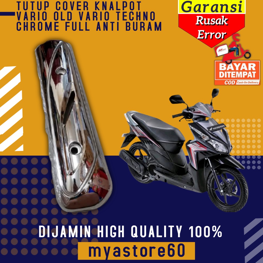 TUTUP COVER KNALPOT VARIO OLD VARIO TECHNO CHROME AKSESORIS SPAREPART MOTOR FULL ANTI BURAM