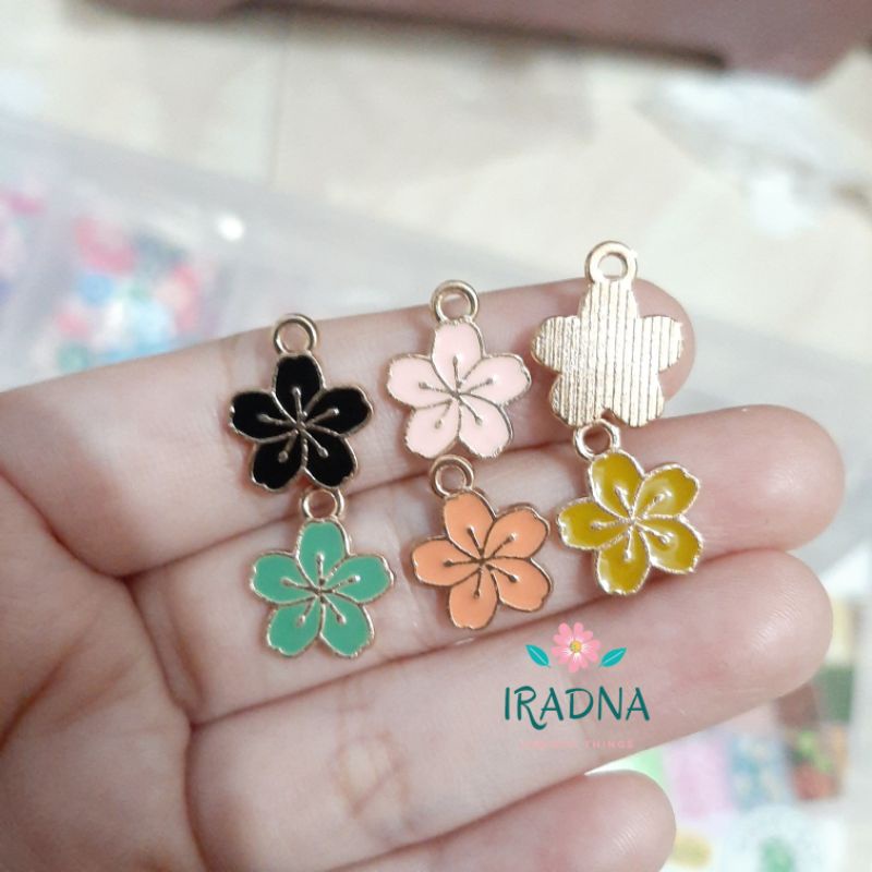 Bandul Kalung Liontin Gelang Enamel Bunga Sakura Bahan Craft DIY Aksesoris Korean Style