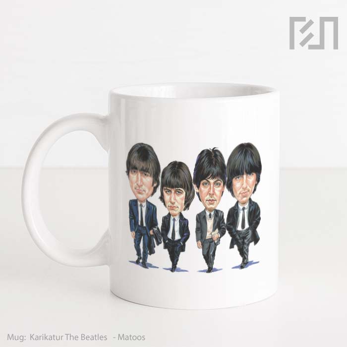 Gelas Keramik Caricature The Beatles Mug