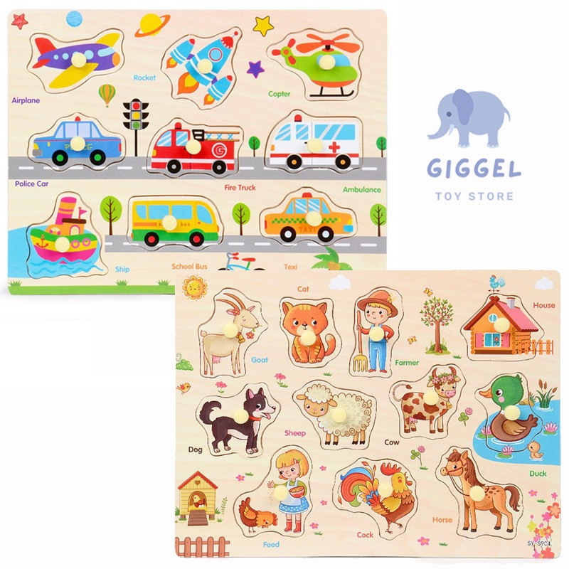 [ Giggel ] Puzzle kayu 15x15 / puzzle kayu 3D besar / Mainan Edukasi Anak / Mainan Kayu anak / Mainan Kayu Alphabet / Wooden Alphabet Toys / Mainan Edukasi Knob