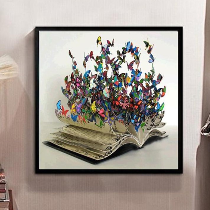 Lukisan Sulaman Berlian 5D Jahitan Bersilang Desain  Kupu  