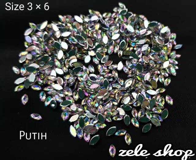 GEMS RUNCING KILAU AB 3x6 mm / BAHAN NAIL ART / HIASAN HENNA / HIASANTASBIH DIGITAL