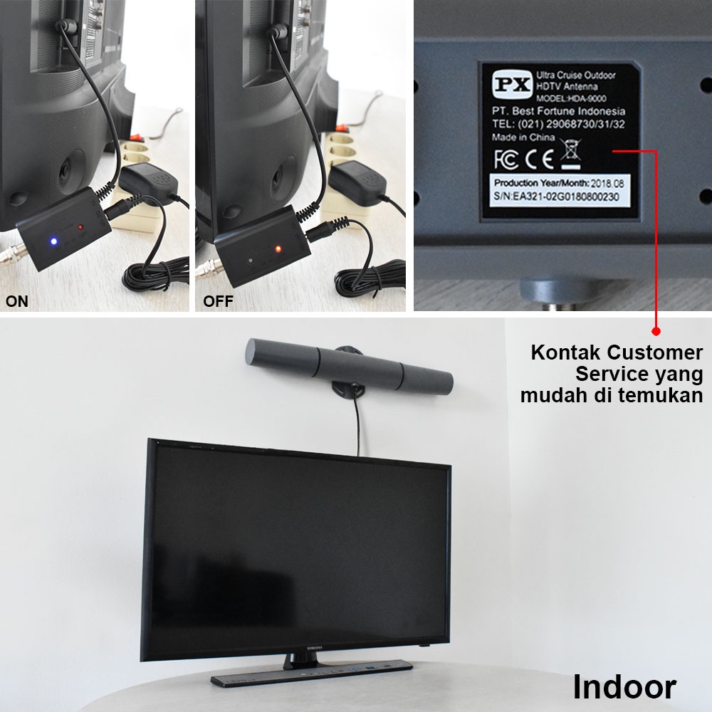 PX Antena TV Indoor Antena Digital Analog + Kabel HDA-9000 / HDA9000