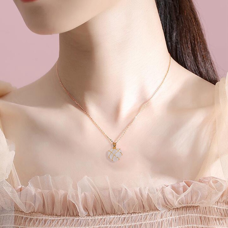 Kalung Choker Liontin Kristal Opal Ungu Bentuk Hati Untuk Wanita