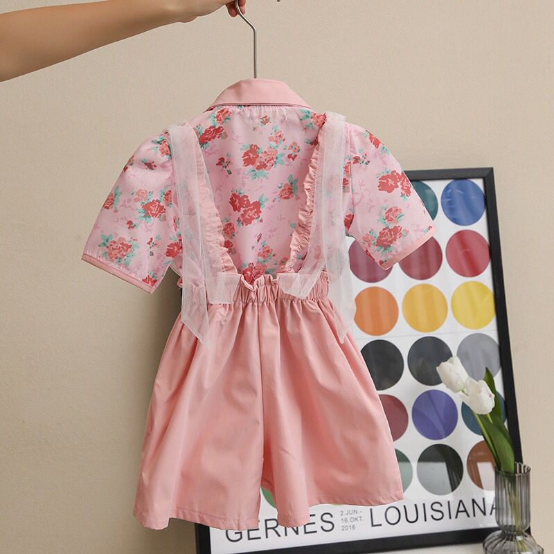 (LOLI-JKT) BS-234 SET ANAK CEWEK PINK JUMPSUIT SIZE 100-140