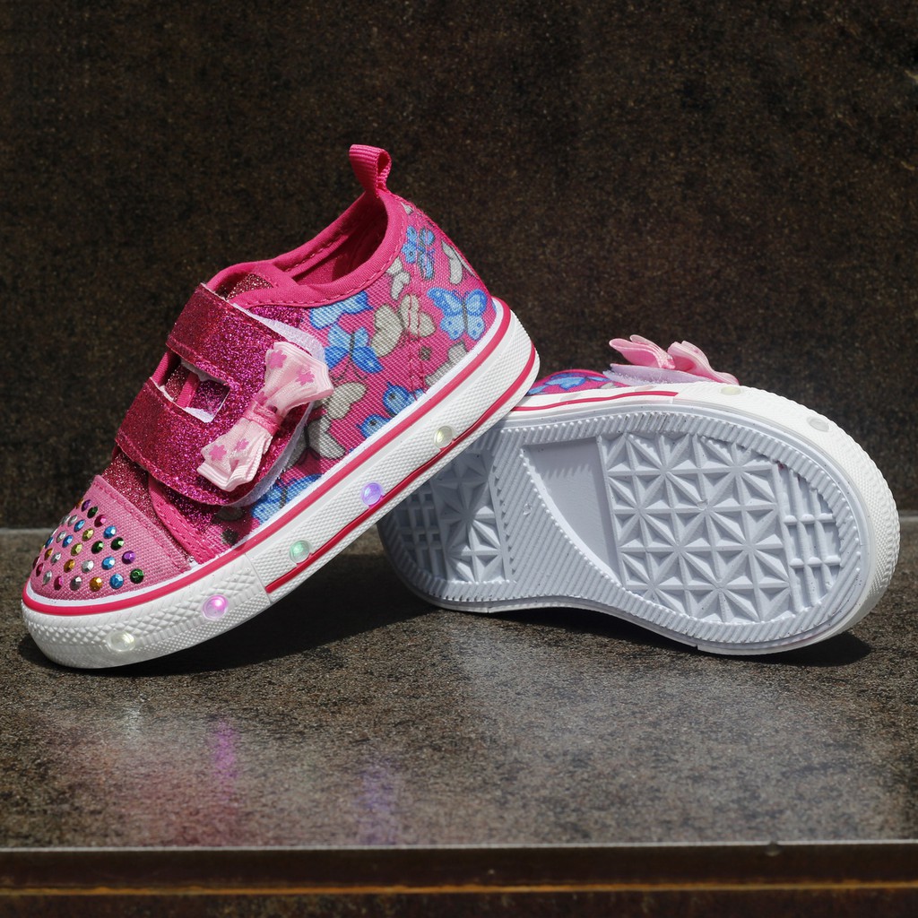 Sepatu lampu anak perempuan umur 1 sampai 4 tahun flat shoes slip on Merk JJ Kids sepatu anti s a0a2