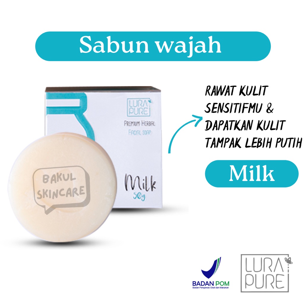 Sabun Muka Anti Jerawat Acne BPOM LURAPURE 50 GR Alami Pria Wanita Varian MILK