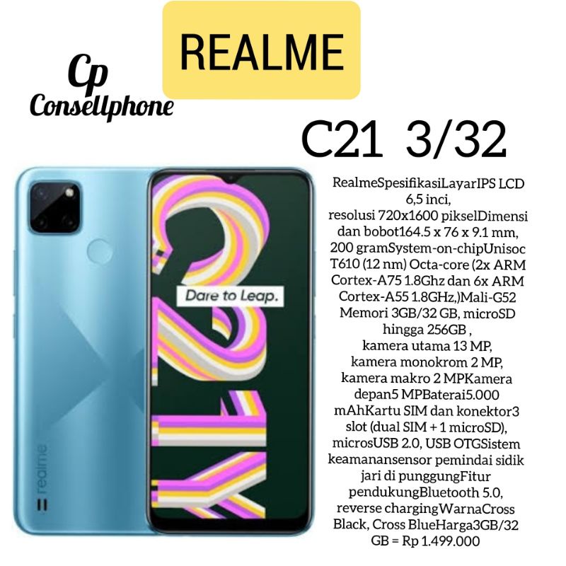 Realme C21Y Ram 4/64 3/32 Garansi Resmi-C21Y 3/32