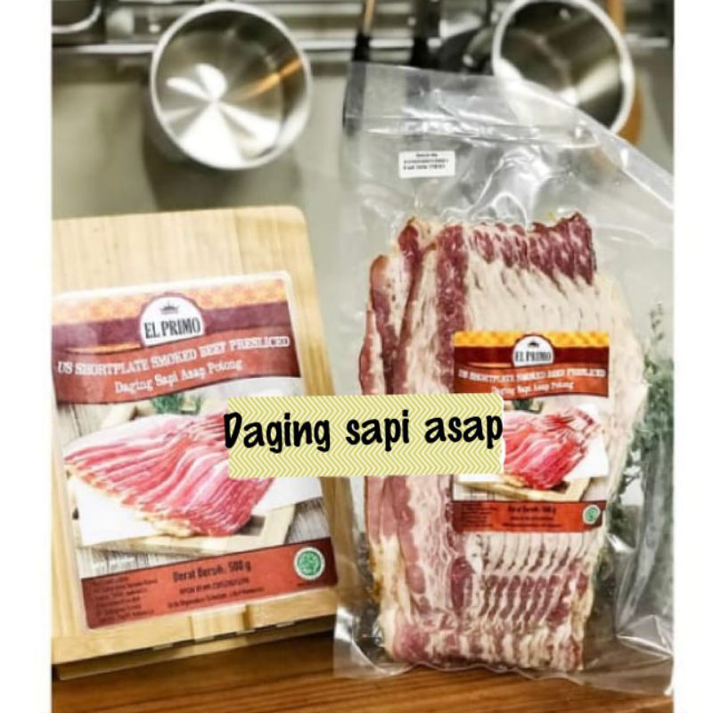 EL PRIMO daging sapi asap/beef bacon slice halal 500gr