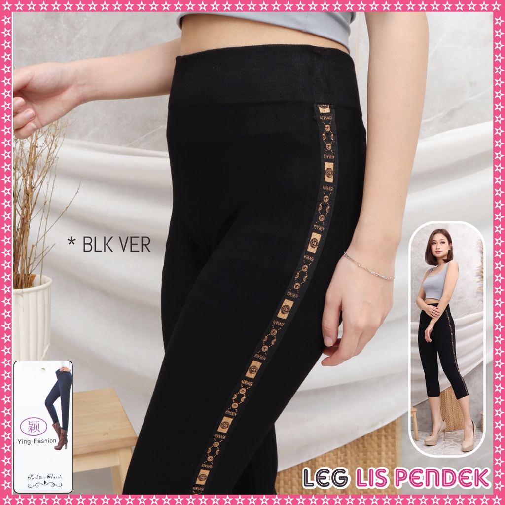 Legging Lis Pendek Wanita / Legging List Pendek import wanita / legging fashion wanita-Lis 7/8 -BLK VER