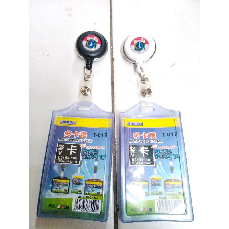 name tag id card holder karet bening Double 2 sisi plus yoyo logo dki