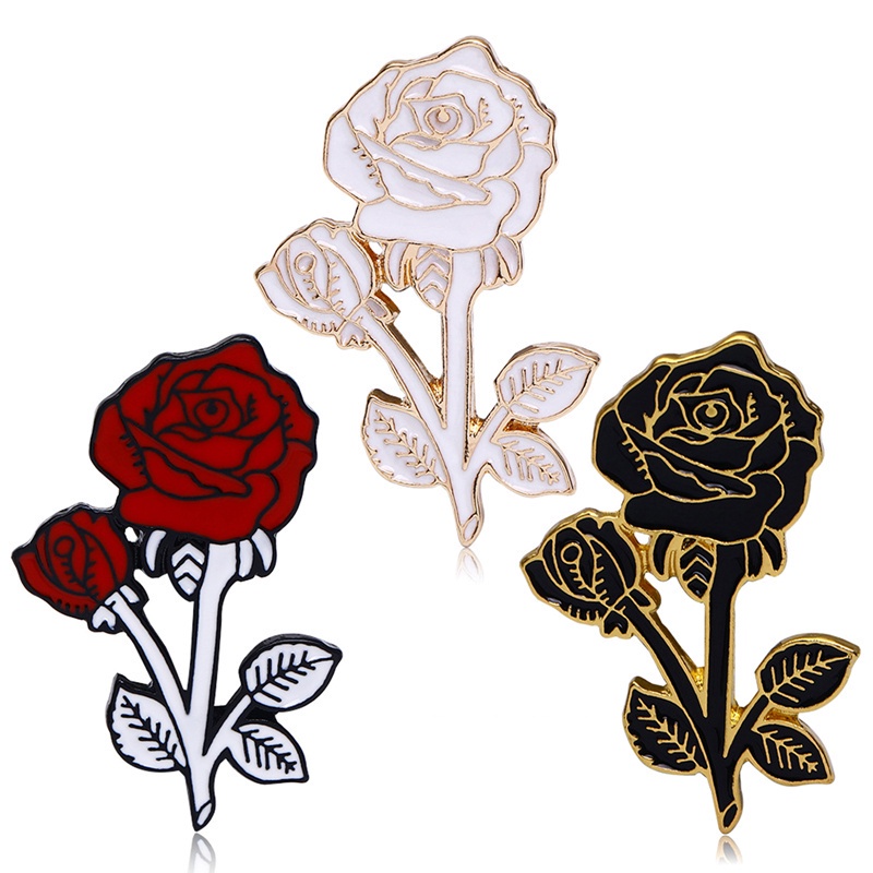 Fancyqube Bros Pin Desain Mawar Merah Hitam Bahan Metal Untuk Hadiah Pernikahan